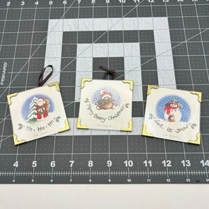 Linda Grayson Printwick Papers Christmas Ornaments Set of 3 Santa Bear Snowman